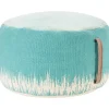 Turquoise Jagged Linear Pouf with Handle