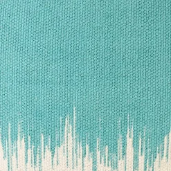 Turquoise Jagged Linear Pouf with Handle
