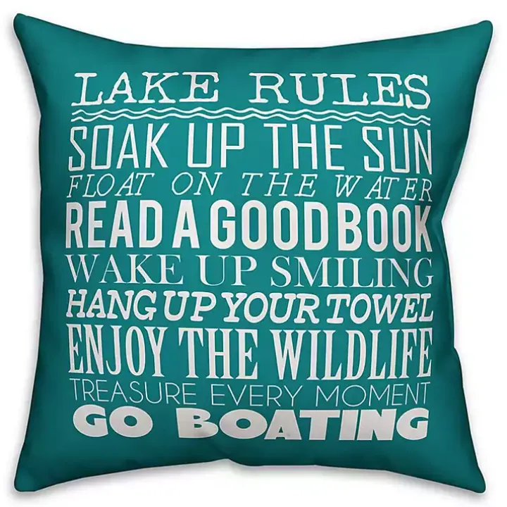 Turquoise Lake Rules Outdoor Pillow