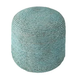 Turquoise Neely Jute Braided Pouf