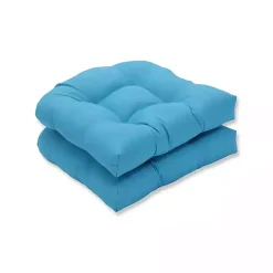 Turquoise Outdoor Wicker Chair Cushion, Set of 2