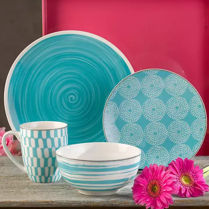 Turquoise Stoneware 16-pc. Dinnerware Set