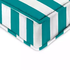 Turquoise Striped Outdoor Deep Seat Cushion