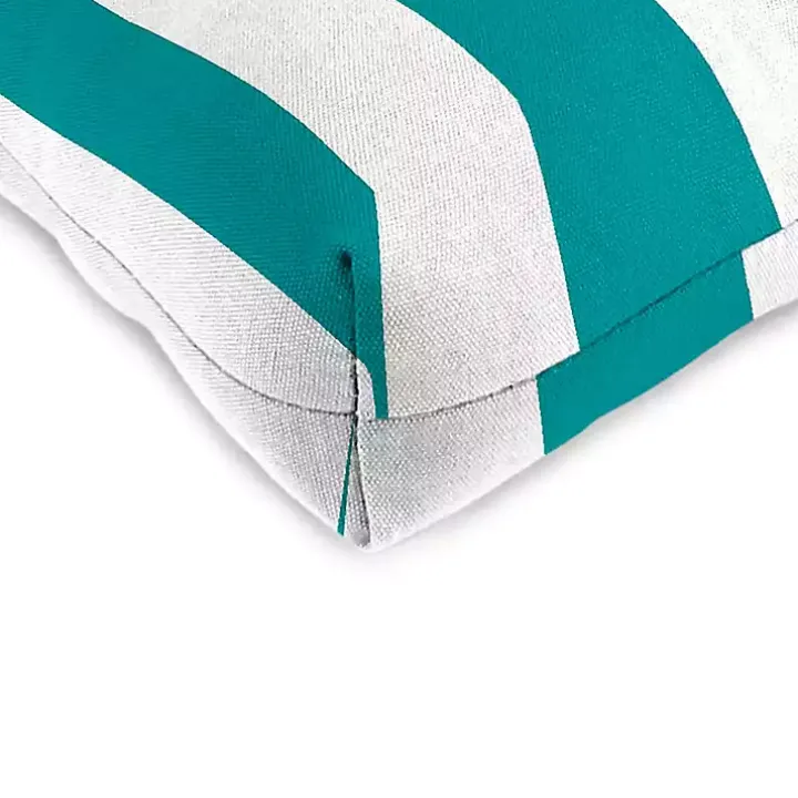Turquoise Stripes Outdoor Chair Cushions, Set of 2