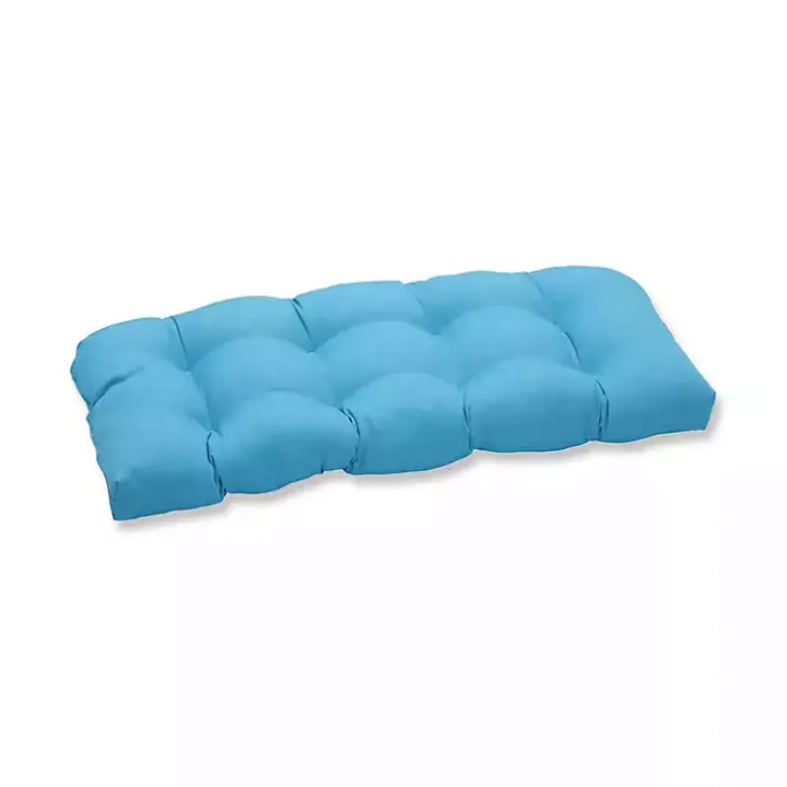 Turquoise Tufted Outdoor Loveseat Cushion
