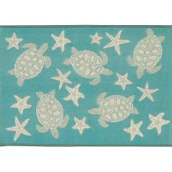 Turquoise Turtles Indoor/Outdoor Rug, 2x3