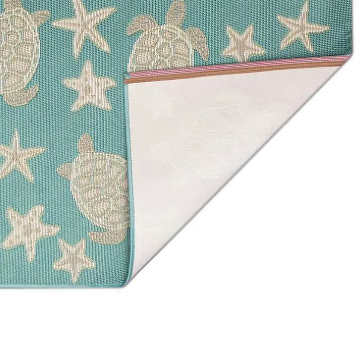 Turquoise Turtles Indoor/Outdoor Rug, 3x4