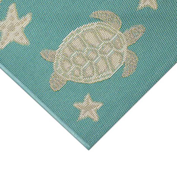 Turquoise Turtles Indoor/Outdoor Rug, 3x4