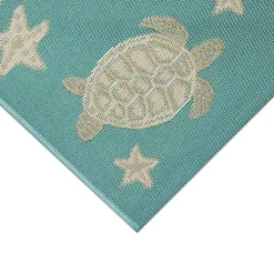 Turquoise Turtles Indoor/Outdoor Rug, 2x3