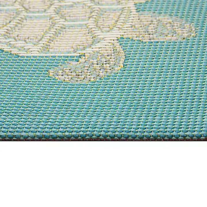 Turquoise Turtles Indoor/Outdoor Rug, 2x3