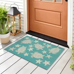 Turquoise Turtles Indoor/Outdoor Rug, 2x3