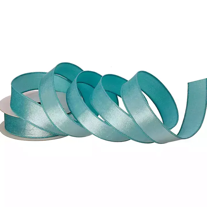 Turquoise Velvet Dupioni 10 yard Christmas Ribbon
