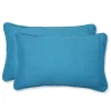 Turquoise Welt Outdoor Lumbar Pillows, Set of 2