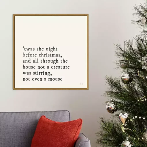 Twas the Night Gold Framed Canvas Art Print