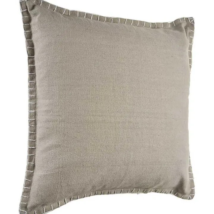 Twine Embroidered Edge Pillow, 24 in.