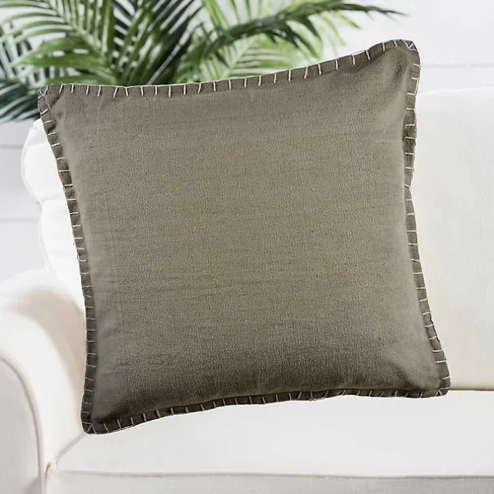 Twine Embroidered Edge Pillow, 24 in.