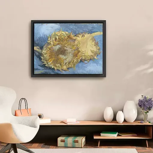 Two Cut Sunflowers Framed Canvas Art Print