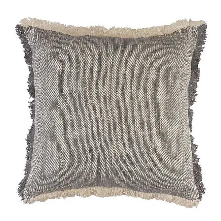 Two-Tone Gray Woven Accent Pillow
