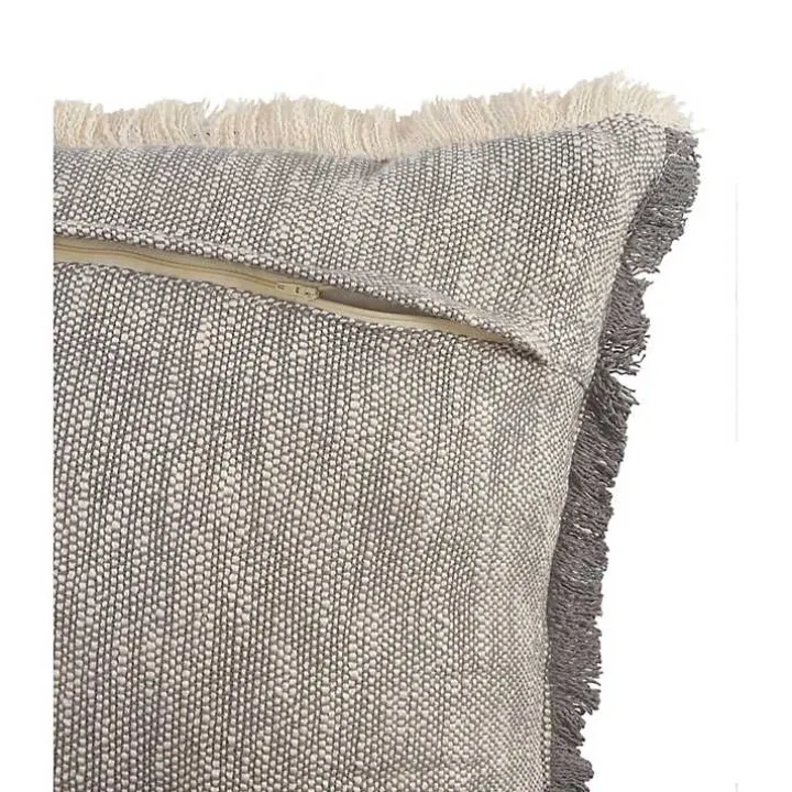 Two-Tone Gray Woven Accent Pillow