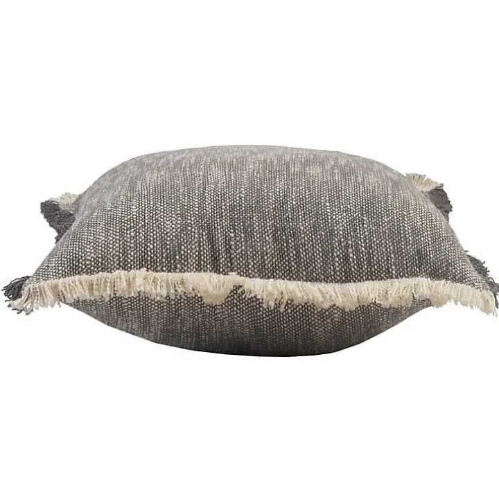 Two-Tone Gray Woven Accent Pillow