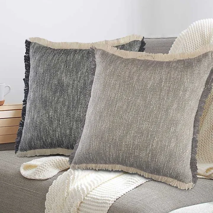 Two-Tone Gray Woven Accent Pillow
