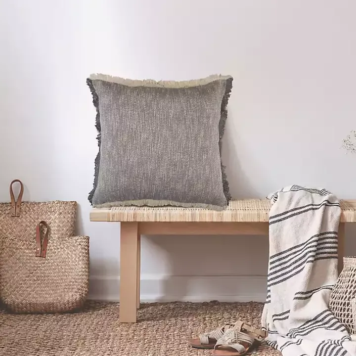 Two-Tone Gray Woven Accent Pillow