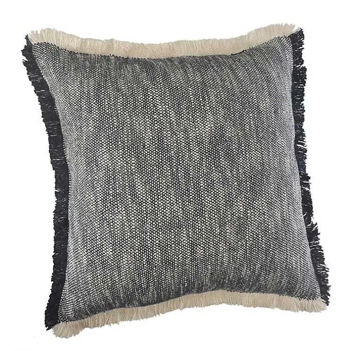 Two-Tone Navy Woven Accent Pillow