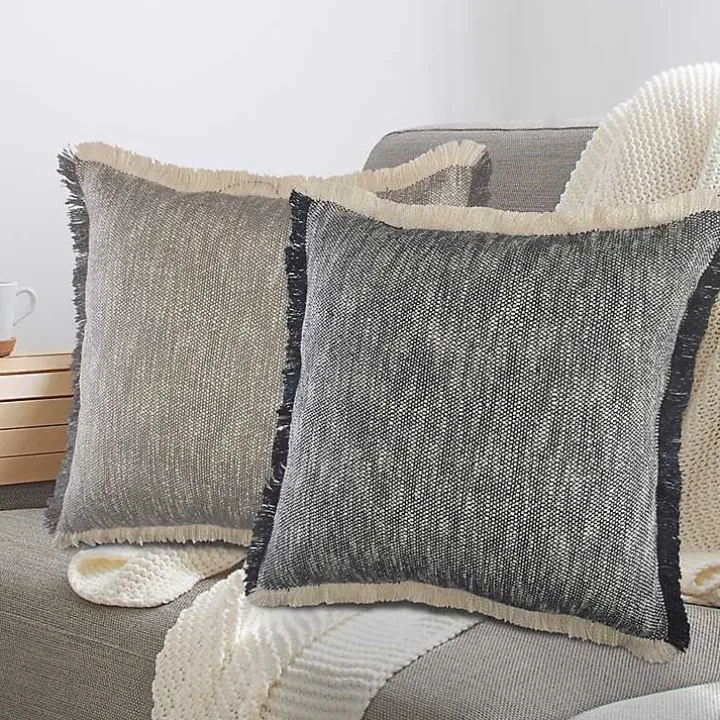Two-Tone Navy Woven Accent Pillow