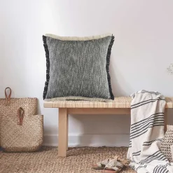 Two-Tone Navy Woven Accent Pillow