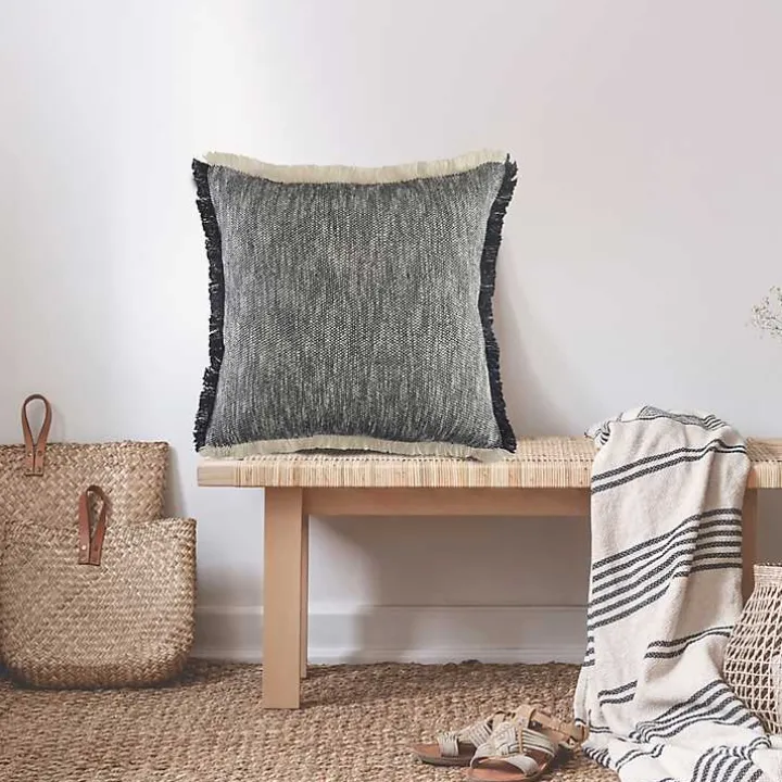 Two-Tone Navy Woven Accent Pillow