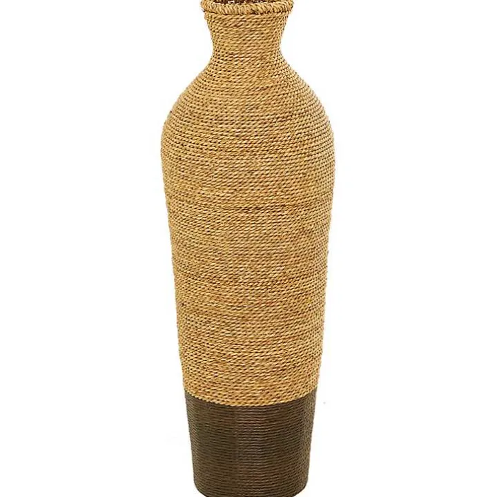 Two-Toned Natural Seagrass Floor Vase, 33 in.