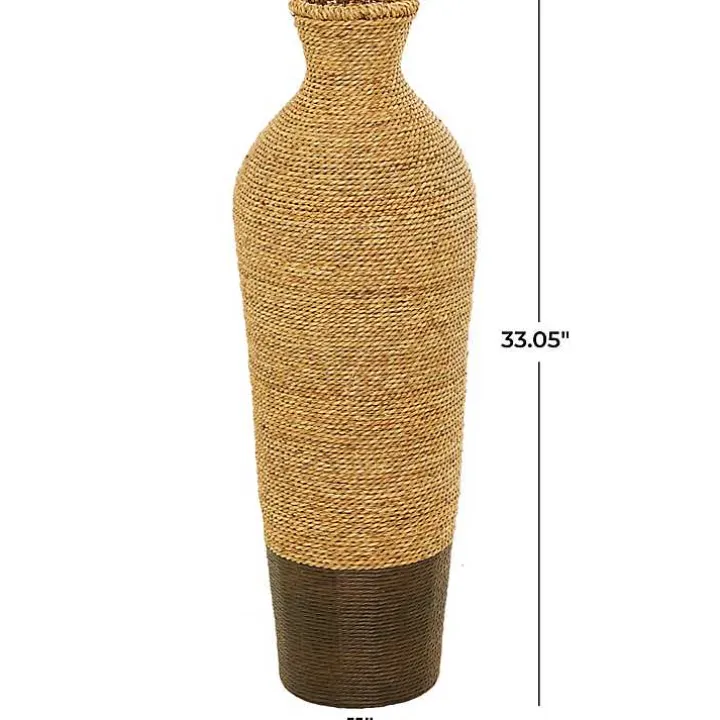 Two-Toned Natural Seagrass Floor Vase, 33 in.