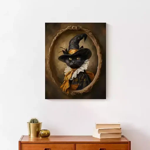 Victorian Black Cat Canvas Art Print