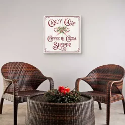 Vintage Candy Cane Christmas Canvas Wall Plaque