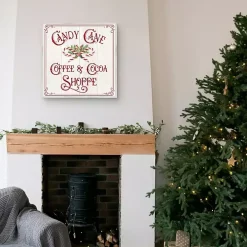 Vintage Candy Cane Christmas Canvas Wall Plaque