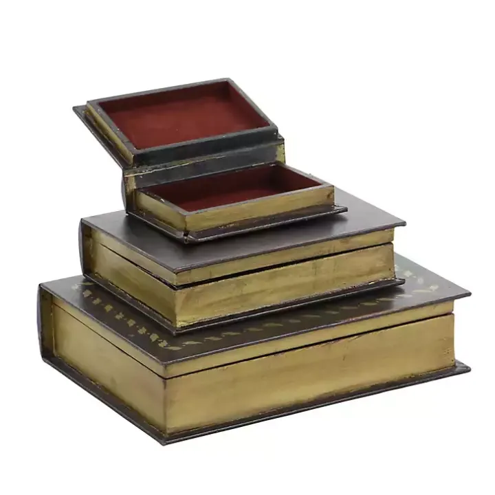 Vintage Classics Faux Leather Book Boxes, Set of 3