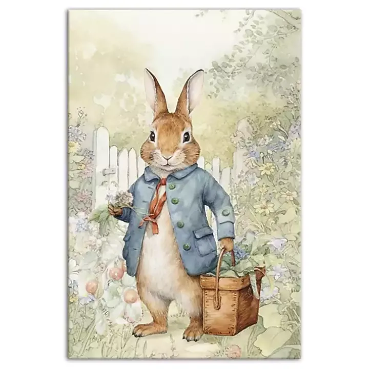 Vintage Garden Bunny Canvas Art Print