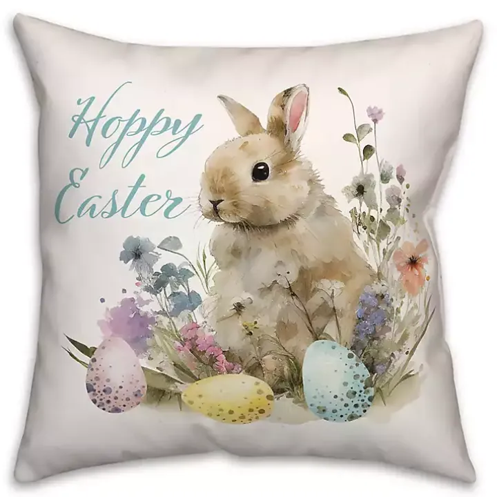 Vintage Hoppy Easter Floral Indoor/Outdoor Pillow