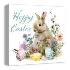 Vintage Hoppy Easter Floral Canvas Art Print