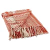 Vintage Red Braided Fringe Throw