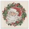 Vintage Santa Wreath Canvas Art Print