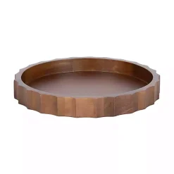 Walnut Brown Fluted Lissi Round Serving Tray