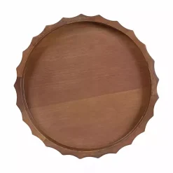 Walnut Brown Fluted Lissi Round Serving Tray