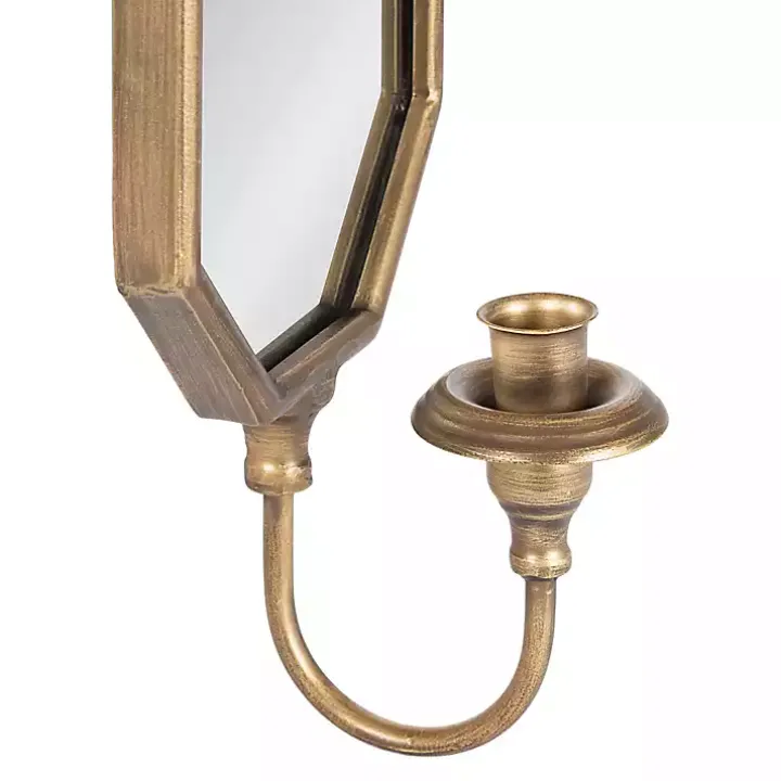 Wardelle Antique Gold Mirrored Taper Candle Sconce
