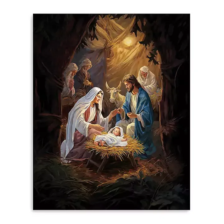 Warm Nativity Scene Canvas Art Print, 16x20 in.