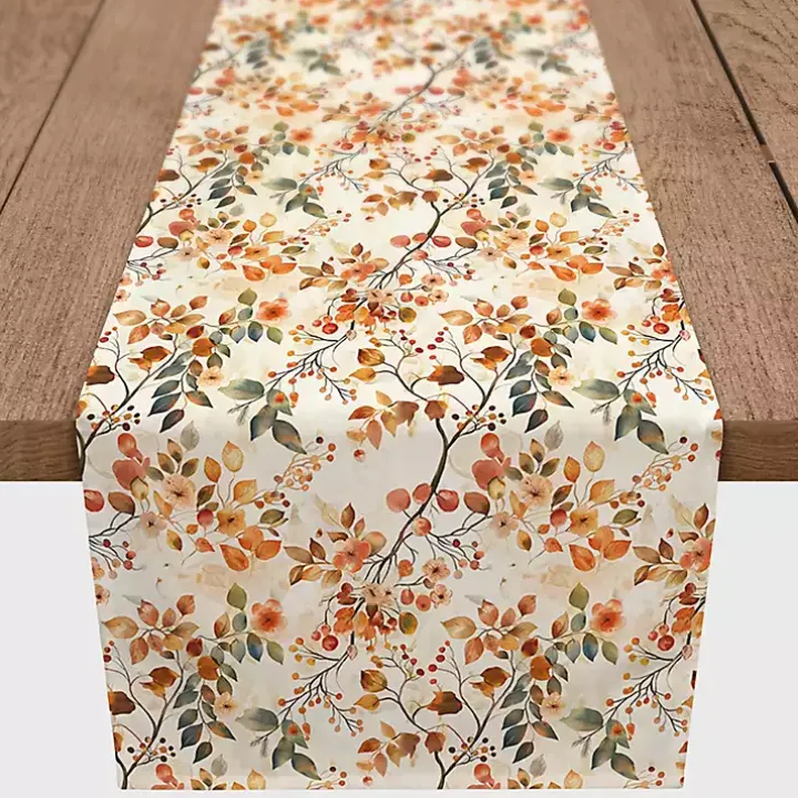Watercolor Autumn Botanicals Table Runner, 72 in.