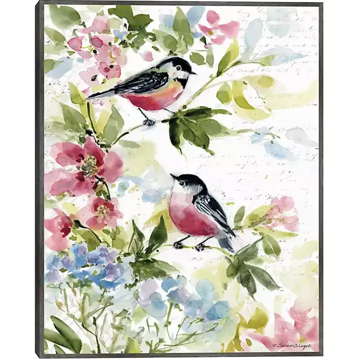 Watercolor Birds I Framed Canvas Art Print