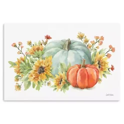 Watercolor Floral Pumpkins Canvas Print, 36x24 in.