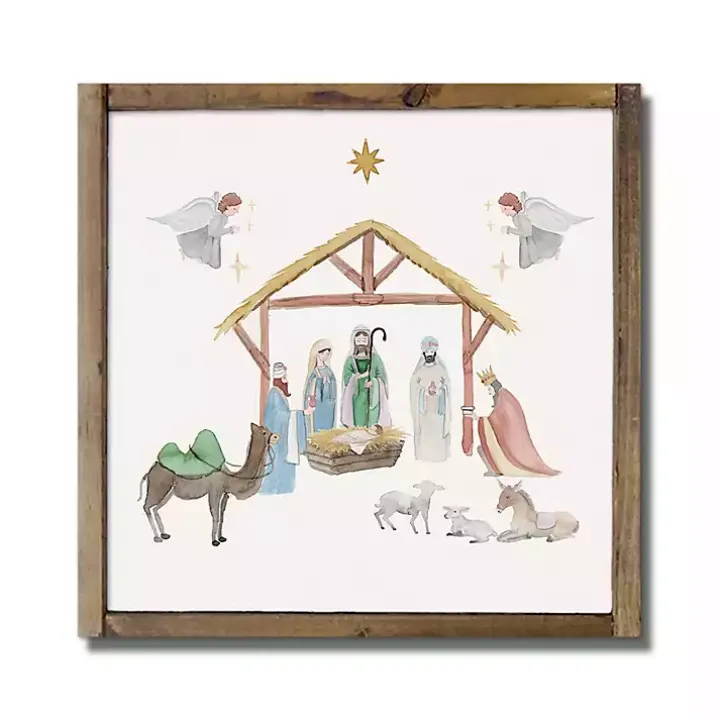 Watercolor Nativity Scene Framed Art Print