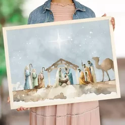 Watercolor Nativity Scene Framed Art Print